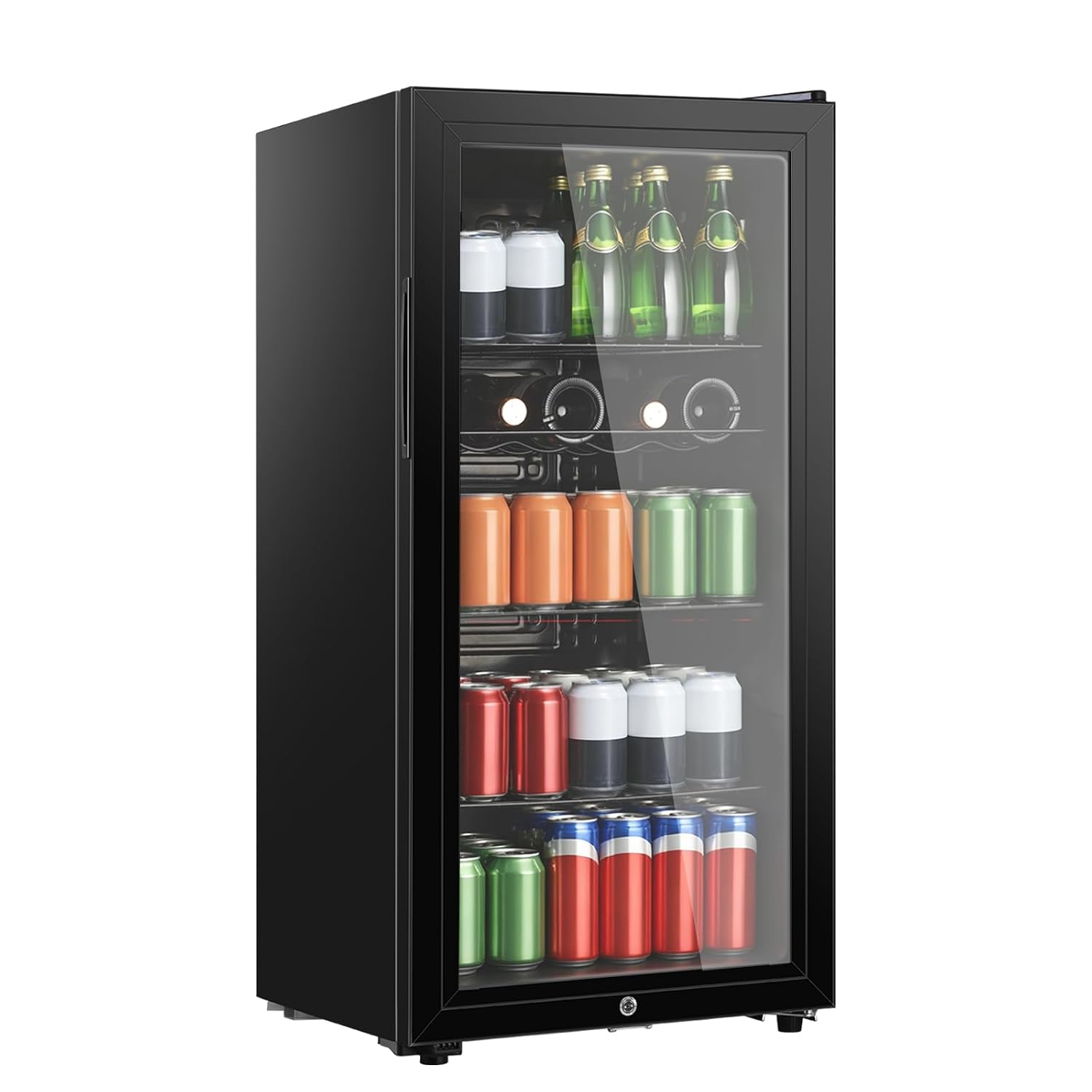 Wine Beer Cooler Fridge - 4,5 Kubikfuß Getränkekühlschrank, Mini-Kühlschrank mit Glastür