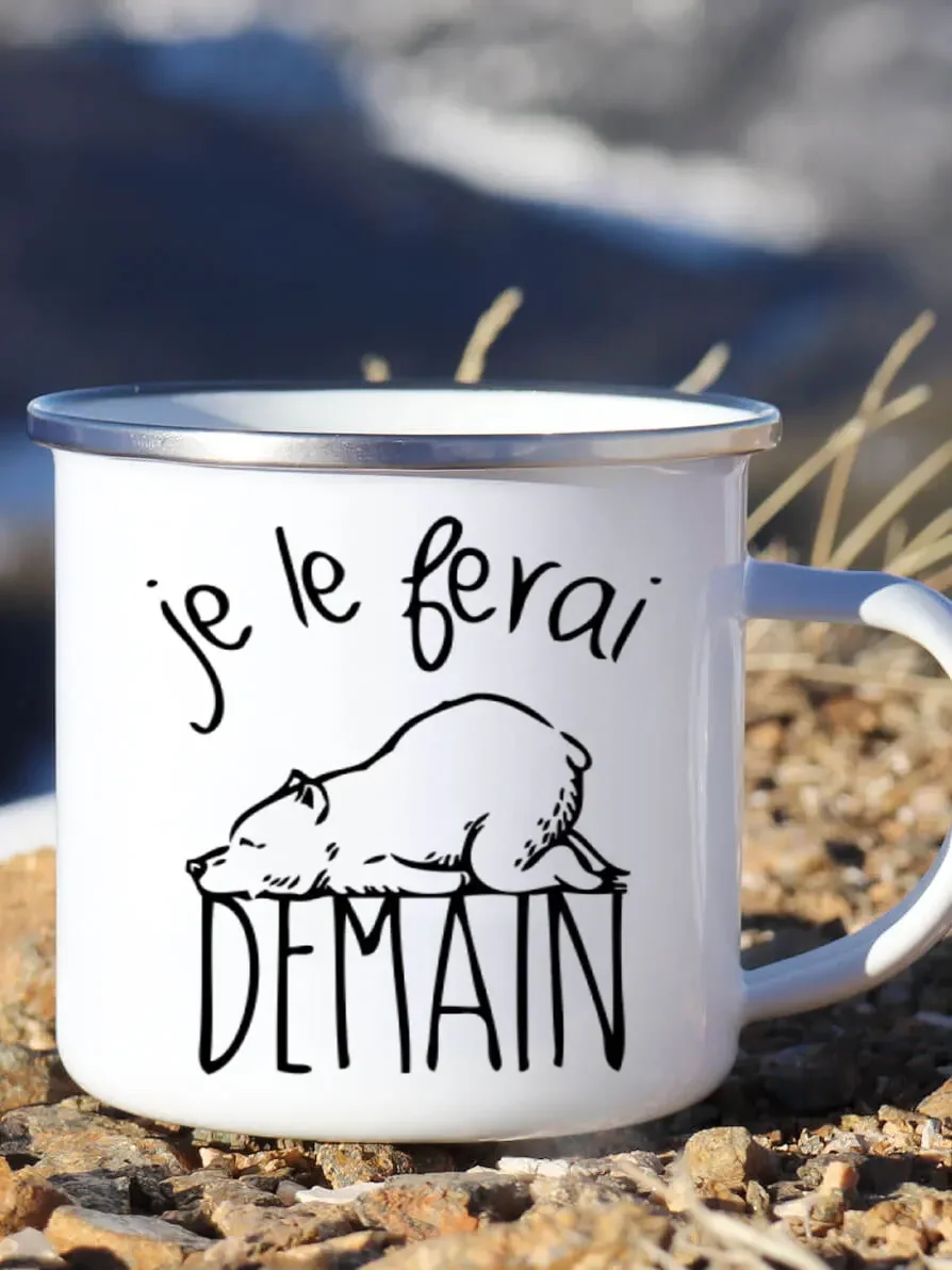 Wine Beer Festival - Niedliche Emaille-Kaffeetasse, französische „I Will Do