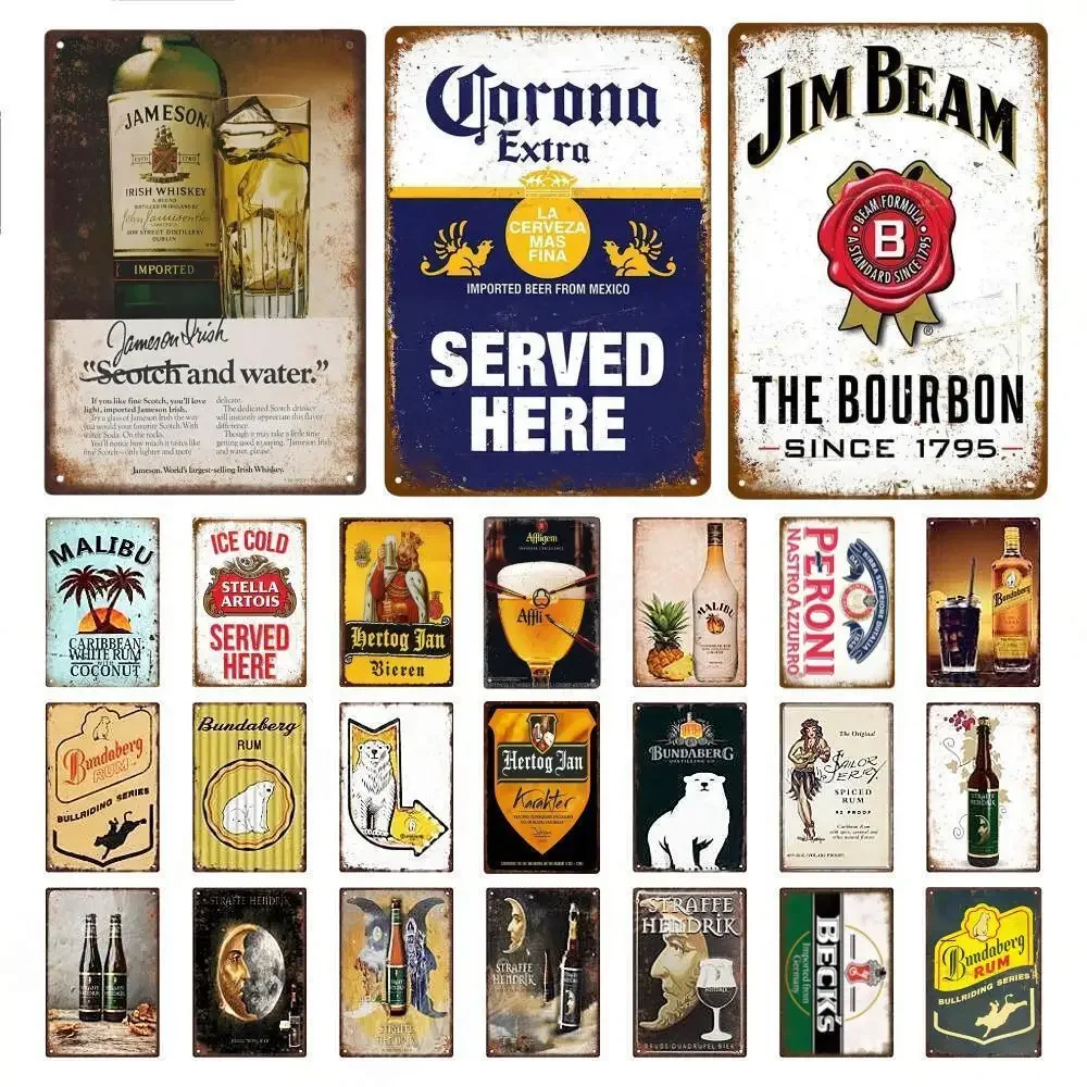 Wine Beer Brand - Retro Bier Marke Malibu Wein Metall