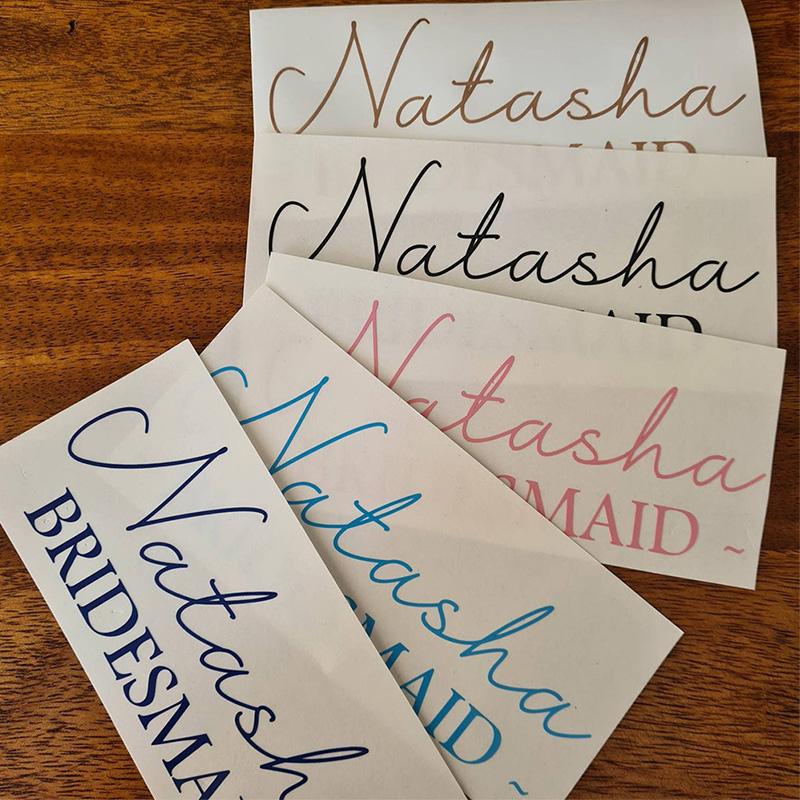 Champagne Flute Pair - Personalisierter Vinyl-Aufkleber, Namensaufkleber für Glas, Brautjungfer,