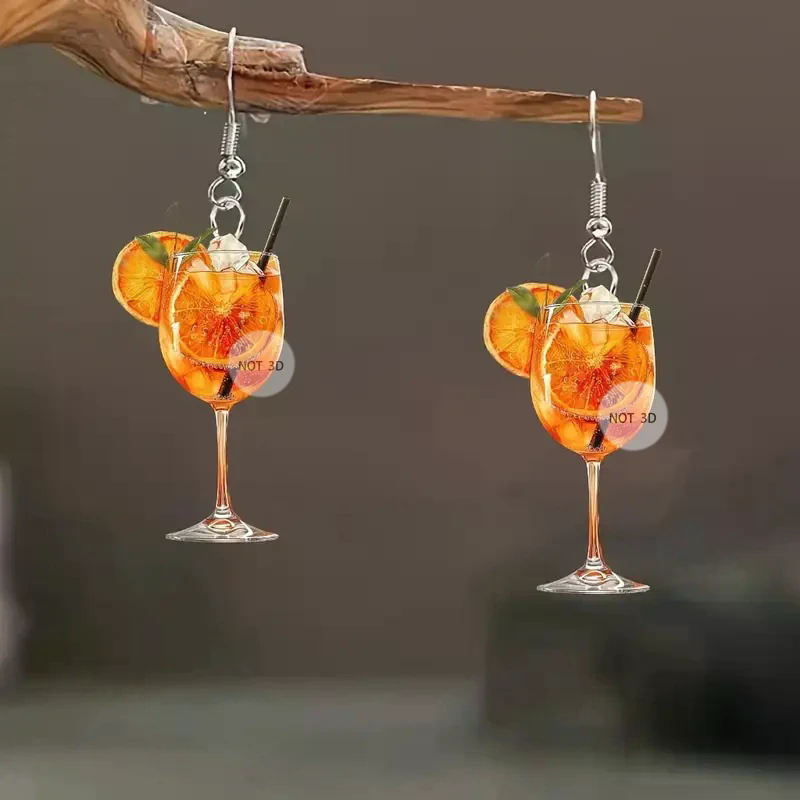 Wine Beer Festival - Bierfest Weinglas Orangensaft Ohrringe Mode 2D