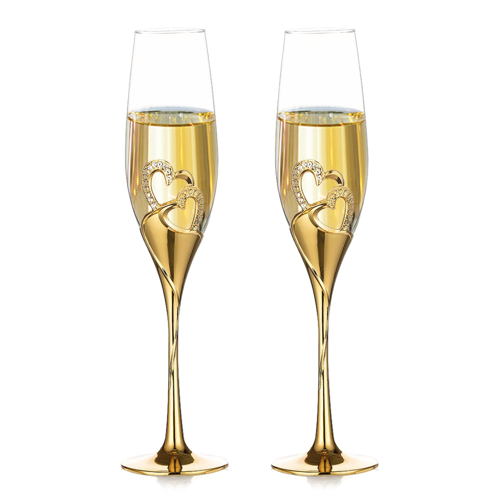 Champagne Flute Pair - 200 ml Rotweingläser, Kristallbrille mit hohen
