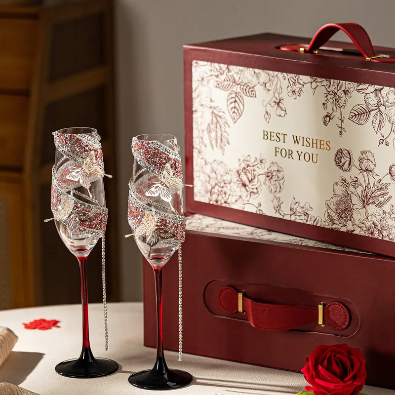 Champagne Flute Pair - Elegantes Champagner-Flöten-Paar für Hochzeitsanstoß, Verlobungsgeschenk, Brautparty-Geschenk,