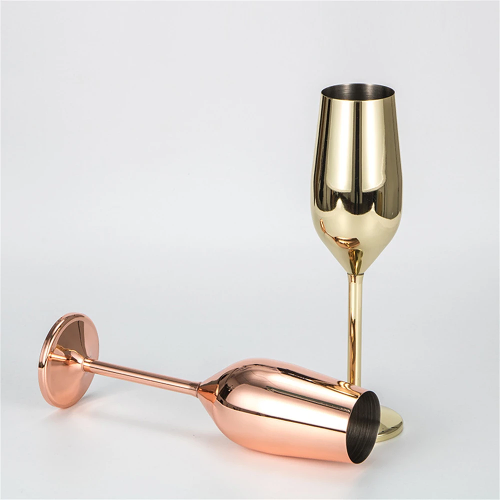 Champagne Flute Pair - 6 Stück 200ml Edelstahl Champagnerflöten Unzerbrechliche