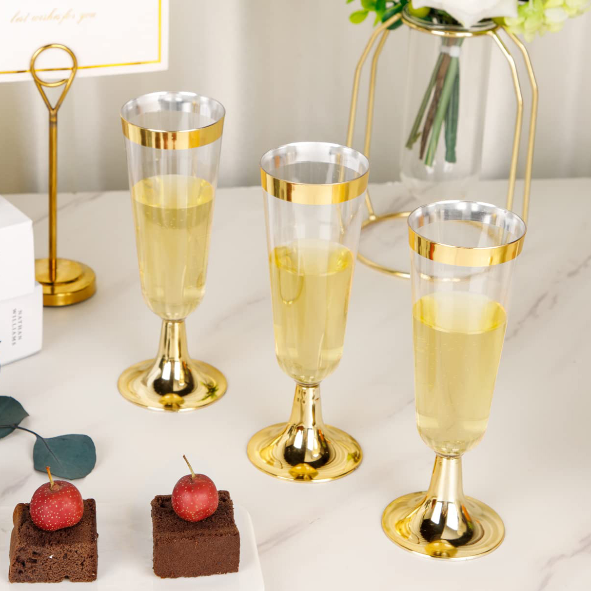 Champagne Flute Pair - 50 Stück 5 Unzen Einweg-Weinbecher, Party-Kunststoff,