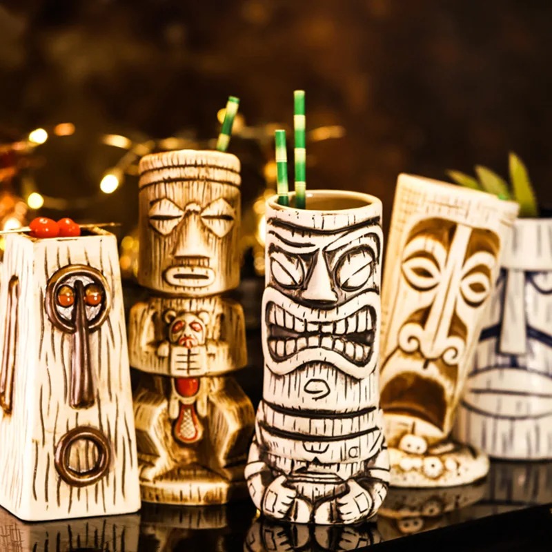 Wine With Beer Cocktail - Kreative Keramik Becher Schamane Totem Gesicht