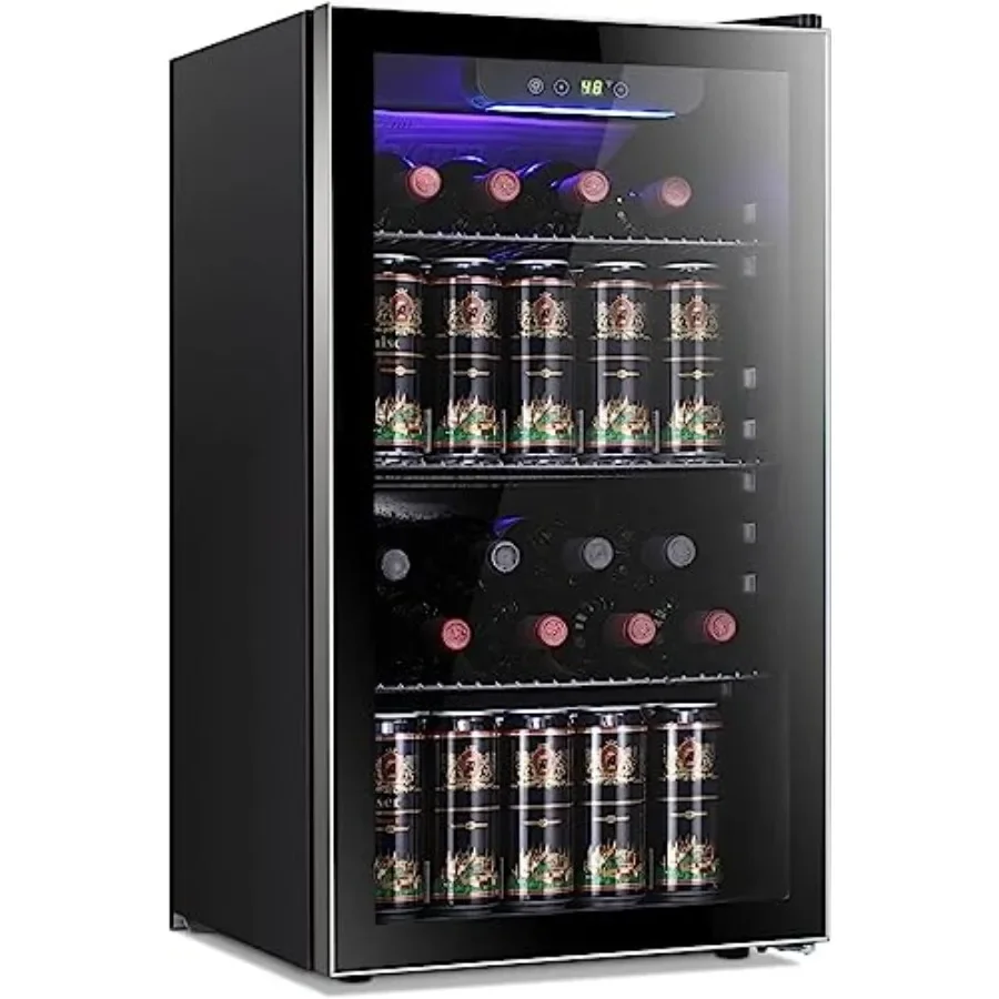 Wine Beer Cooler Fridge - 26 Flaschen 130 Dosen Weinkühlschrank/Getränkekühlschrank Mini-Weinkeller