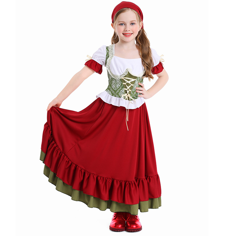 Wine Beer Festival - Oktoberfest Kinderkostüm Bayerisches Bauernhofmädchenkleid mit Schürze
