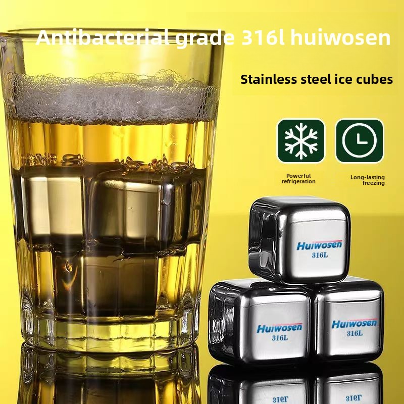 Wine Whiskey Beer - Eiswürfel aus Edelstahl 316, Recycling, Haushalt,