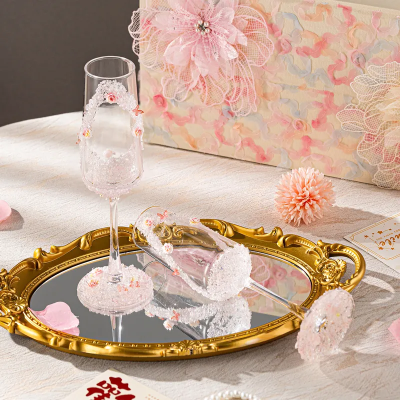 Rosa Champagnerflöten mit gebr – Champagne Flute Pair Bewertung und Preis